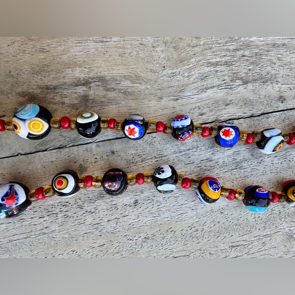 VINTAGE ITALIAN MURANO VENETIAN MILLEFIORI MORETTI GLASS BEAD NECKLACE - Picture 12 of 16